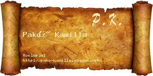 Pakó Kamilla névjegykártya